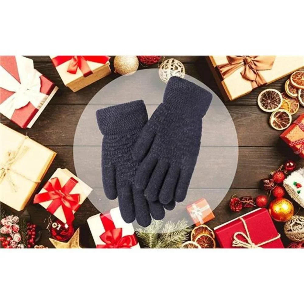 Women's Thermal Cable Knit Wool Fleece Lined Glove for Cold Weather, Black